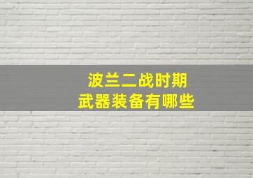 波兰二战时期武器装备有哪些