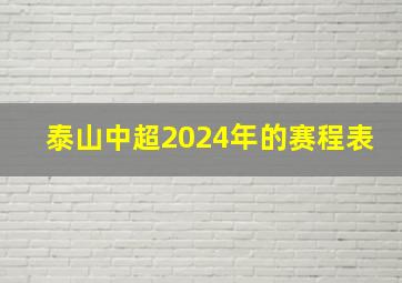 泰山中超2024年的赛程表