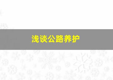 浅谈公路养护