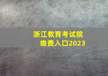 浙江教育考试院缴费入口2023