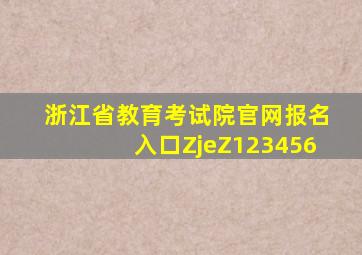 浙江省教育考试院官网报名入口ZjeZ123456