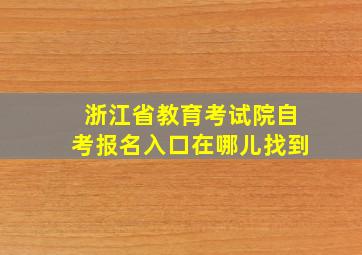 浙江省教育考试院自考报名入口在哪儿找到