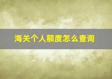 海关个人额度怎么查询