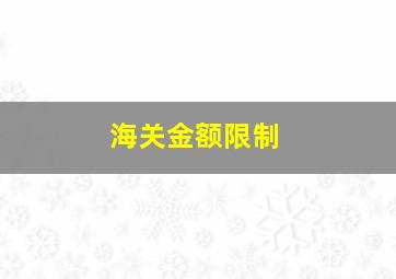 海关金额限制