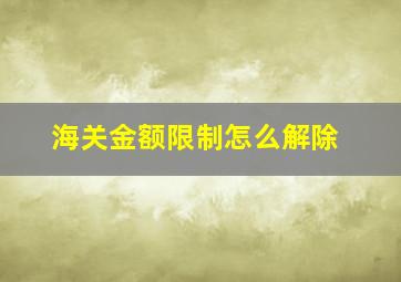 海关金额限制怎么解除