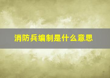 消防兵编制是什么意思