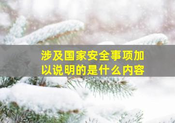 涉及国家安全事项加以说明的是什么内容