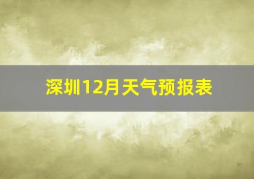 深圳12月天气预报表