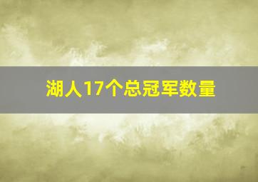 湖人17个总冠军数量