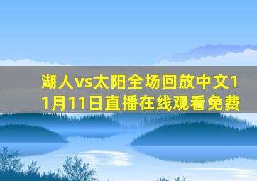 湖人vs太阳全场回放中文11月11日直播在线观看免费