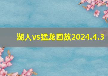 湖人vs猛龙回放2024.4.3