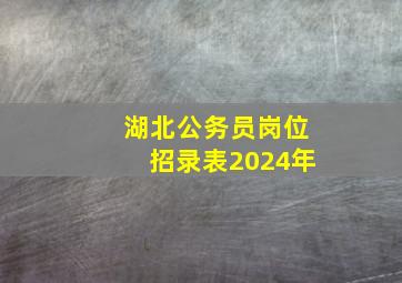 湖北公务员岗位招录表2024年