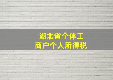 湖北省个体工商户个人所得税