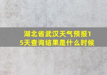 湖北省武汉天气预报15天查询结果是什么时候