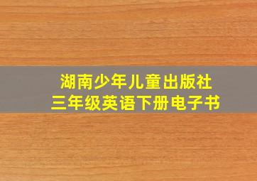 湖南少年儿童出版社三年级英语下册电子书