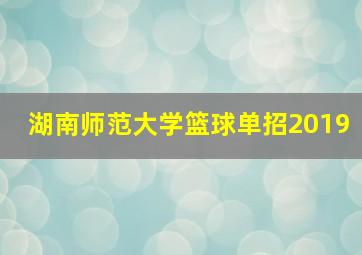 湖南师范大学篮球单招2019