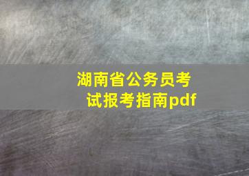 湖南省公务员考试报考指南pdf