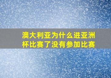 澳大利亚为什么进亚洲杯比赛了没有参加比赛