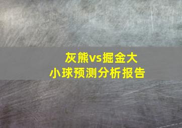 灰熊vs掘金大小球预测分析报告