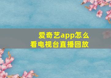 爱奇艺app怎么看电视台直播回放