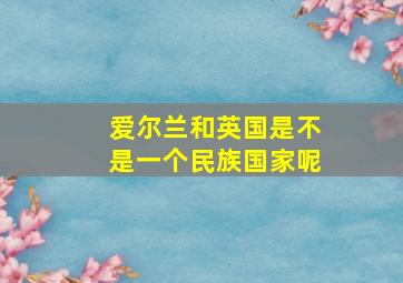 爱尔兰和英国是不是一个民族国家呢