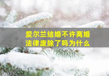 爱尔兰结婚不许离婚法律废除了吗为什么