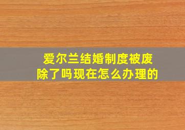 爱尔兰结婚制度被废除了吗现在怎么办理的