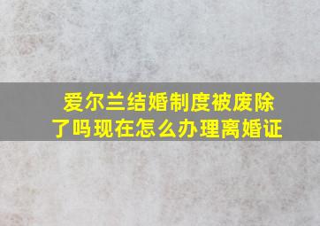 爱尔兰结婚制度被废除了吗现在怎么办理离婚证