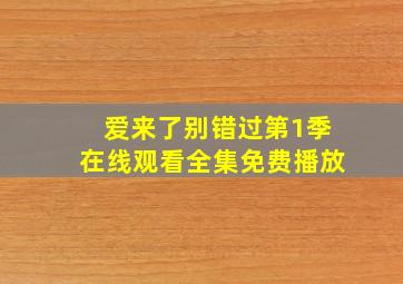 爱来了别错过第1季在线观看全集免费播放