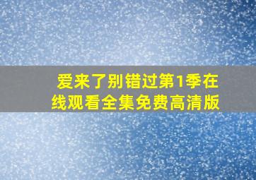 爱来了别错过第1季在线观看全集免费高清版