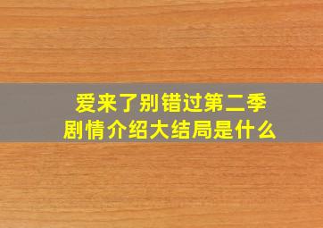 爱来了别错过第二季剧情介绍大结局是什么