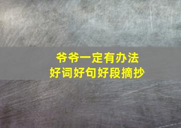 爷爷一定有办法好词好句好段摘抄