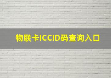 物联卡ICCID码查询入口