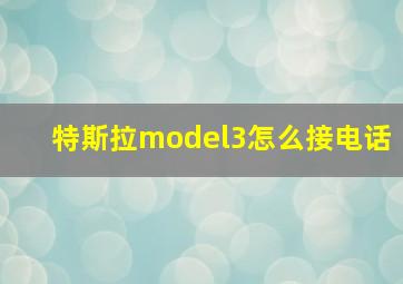 特斯拉model3怎么接电话