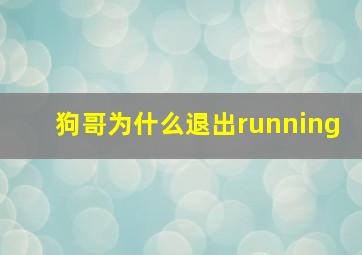 狗哥为什么退出running