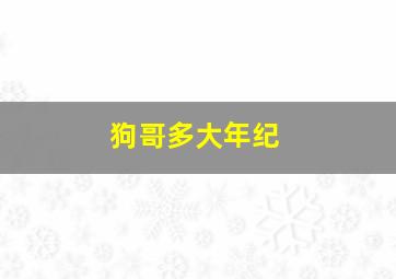 狗哥多大年纪