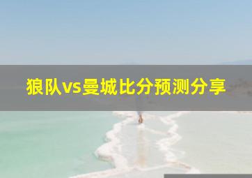 狼队vs曼城比分预测分享