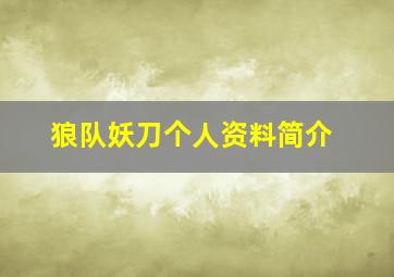 狼队妖刀个人资料简介