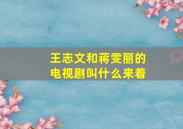 王志文和蒋雯丽的电视剧叫什么来着