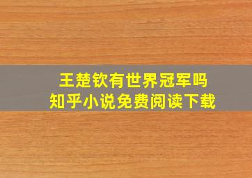 王楚钦有世界冠军吗知乎小说免费阅读下载