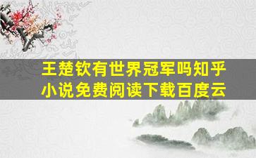 王楚钦有世界冠军吗知乎小说免费阅读下载百度云