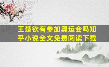 王楚钦有参加奥运会吗知乎小说全文免费阅读下载