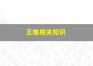 王维相关知识