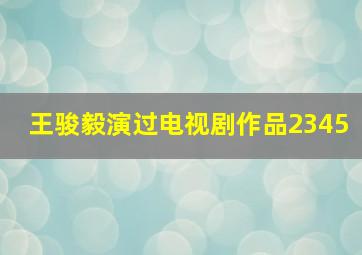 王骏毅演过电视剧作品2345