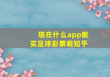 现在什么app能买足球彩票呢知乎