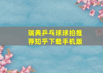 瑞典乒乓球球拍推荐知乎下载手机版