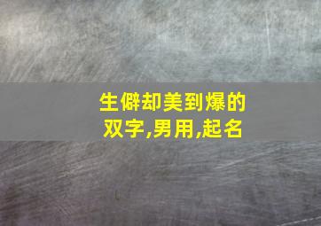 生僻却美到爆的双字,男用,起名