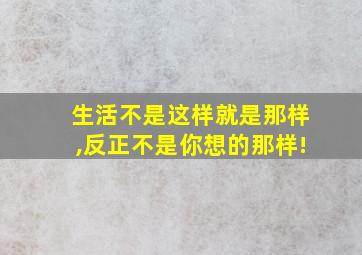 生活不是这样就是那样,反正不是你想的那样!