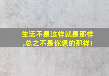 生活不是这样就是那样,总之不是你想的那样!