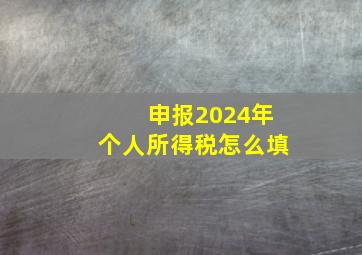 申报2024年个人所得税怎么填